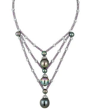 Tahitian Pearl and Pink Sapphire Necklace