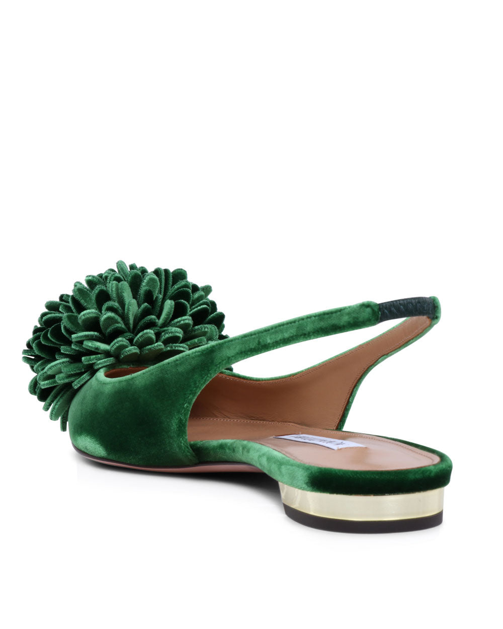 Couturier Velvet Pom Sling Flat in Malachite