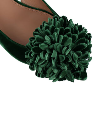 Couturier Velvet Pom Sling Flat in Malachite