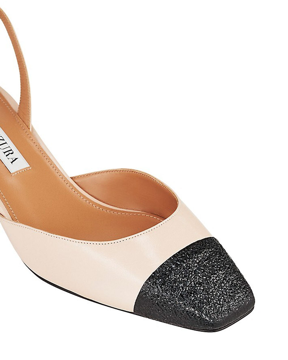 French Flirt Leather Block-Heel Pumps in Nude and Black