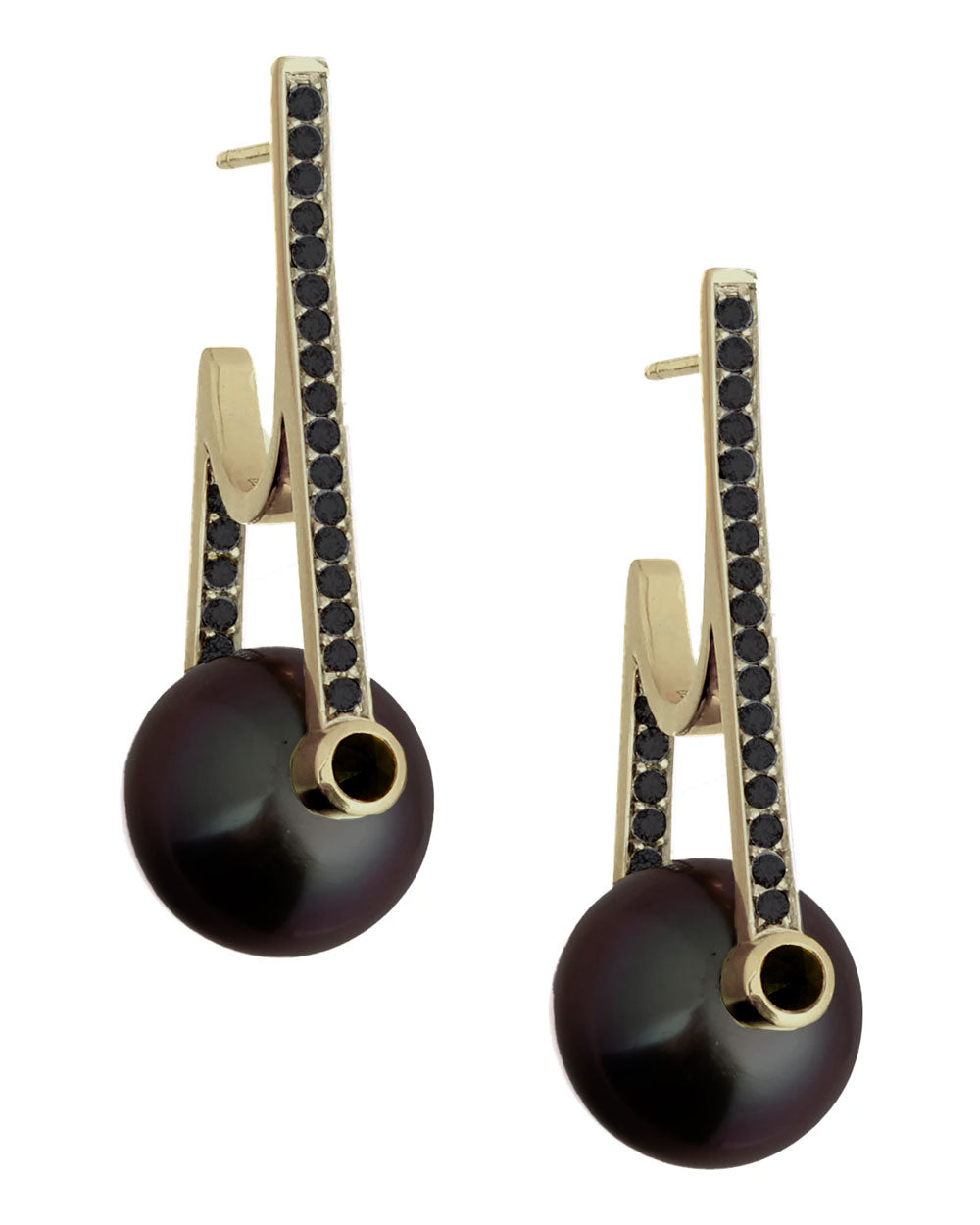 Black Pearl Diamond Earrings