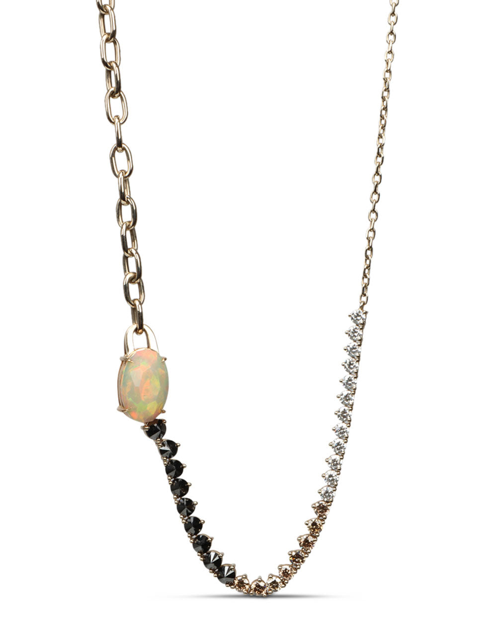 Black Diamond and Opal River Chain Necklace