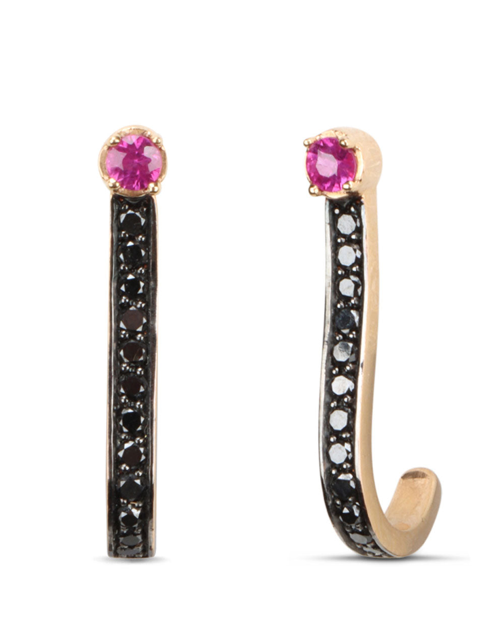 Black Diamond and Rubellite Earrings