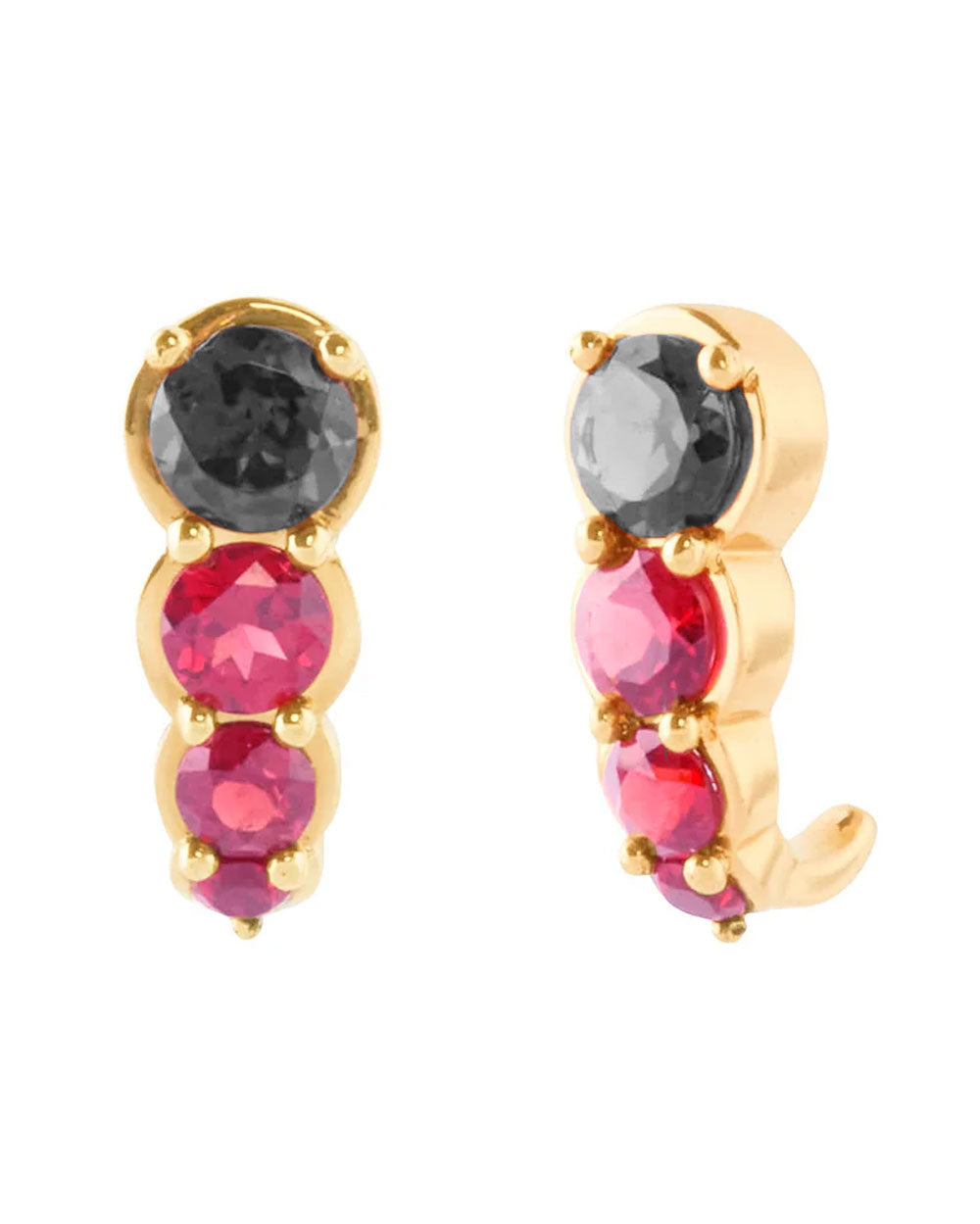 Black Diamond and Rubellite Hook Earrings