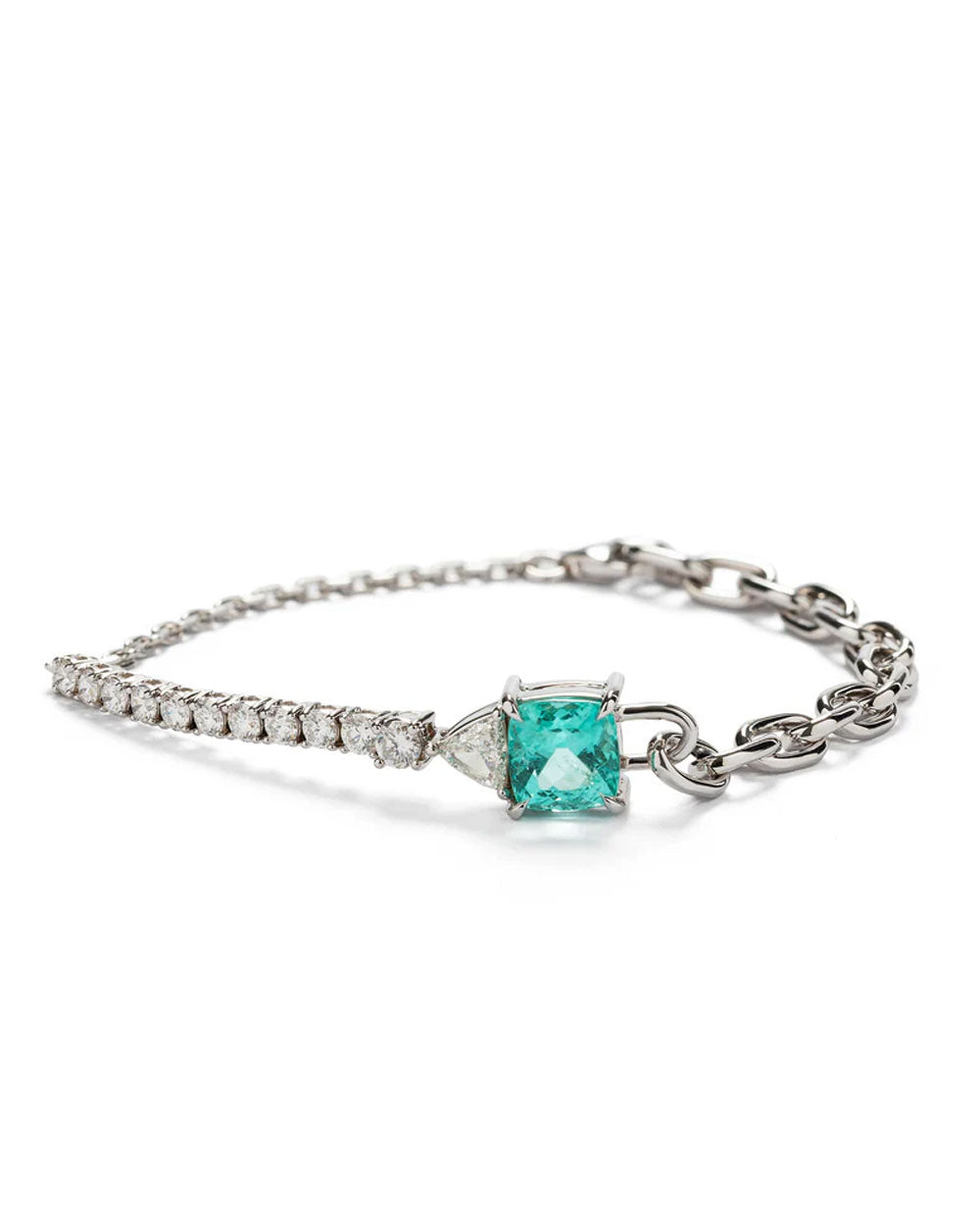 Emerald and Diamond River Chain Bracelet