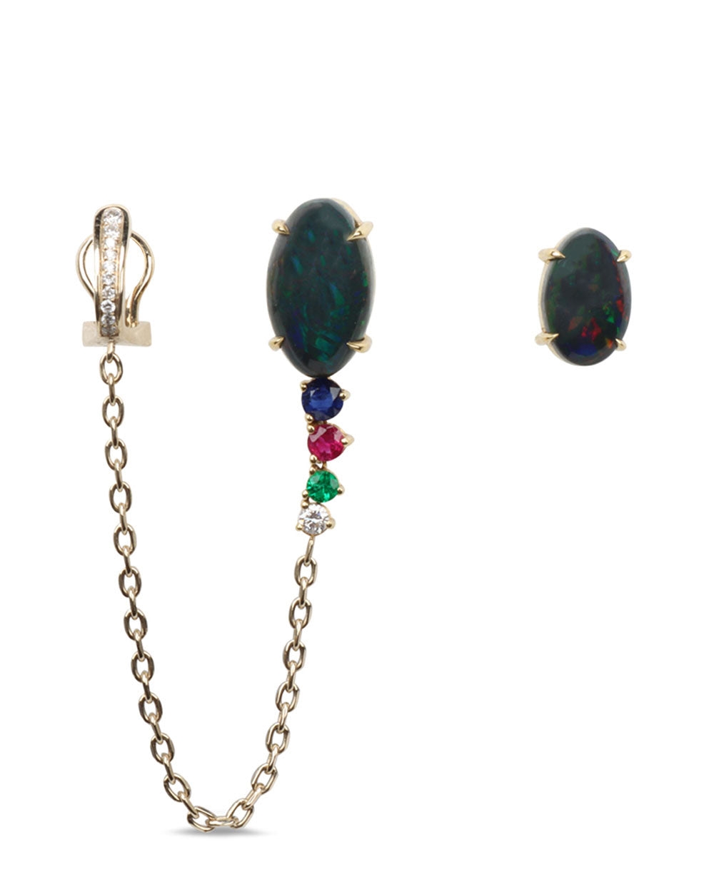 Opal Draped Chain Earrings