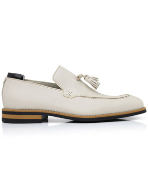 Leather Tassel Loafer in Panna