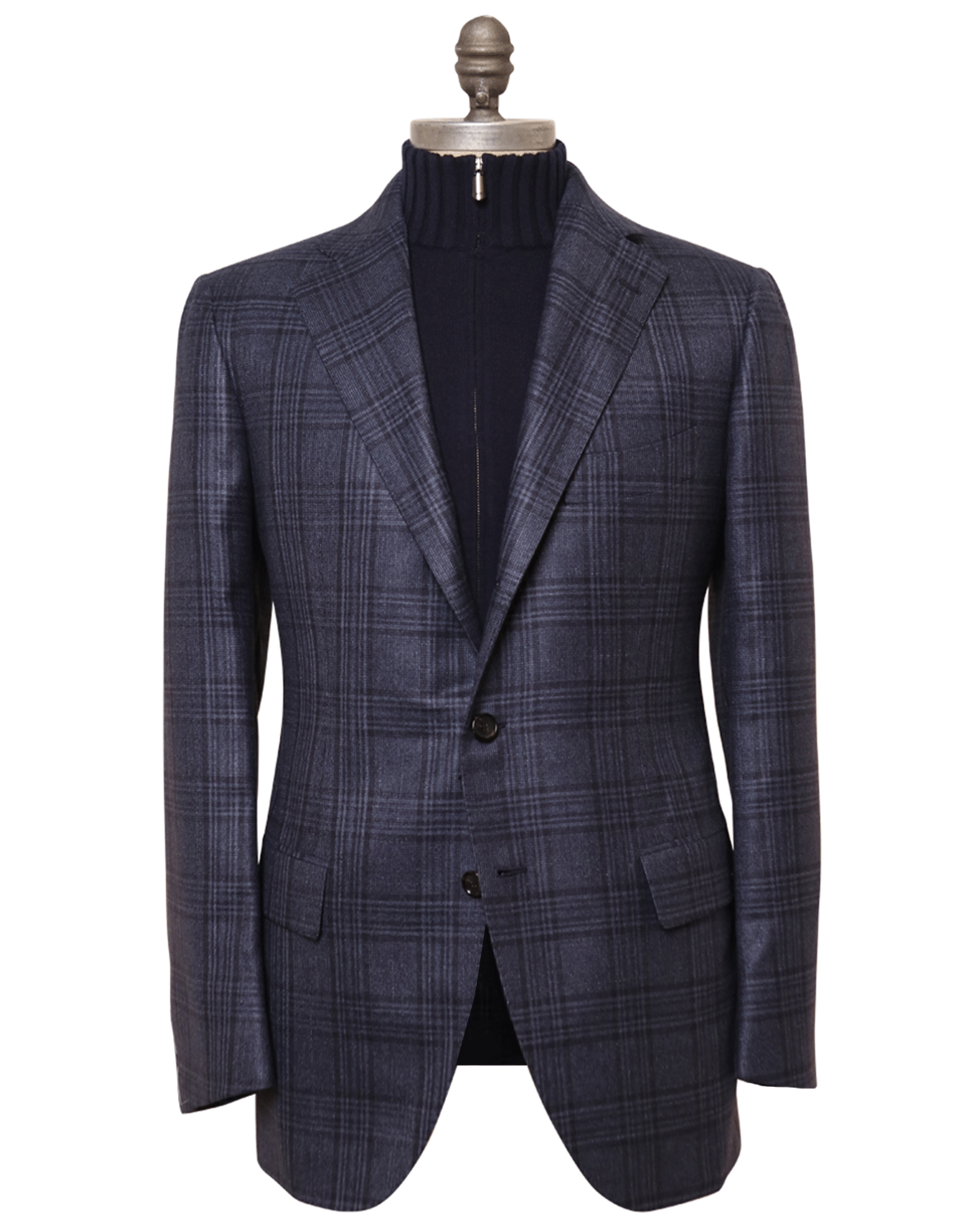 Blue and Navy Plaid Cashmere Blend Sportcoat