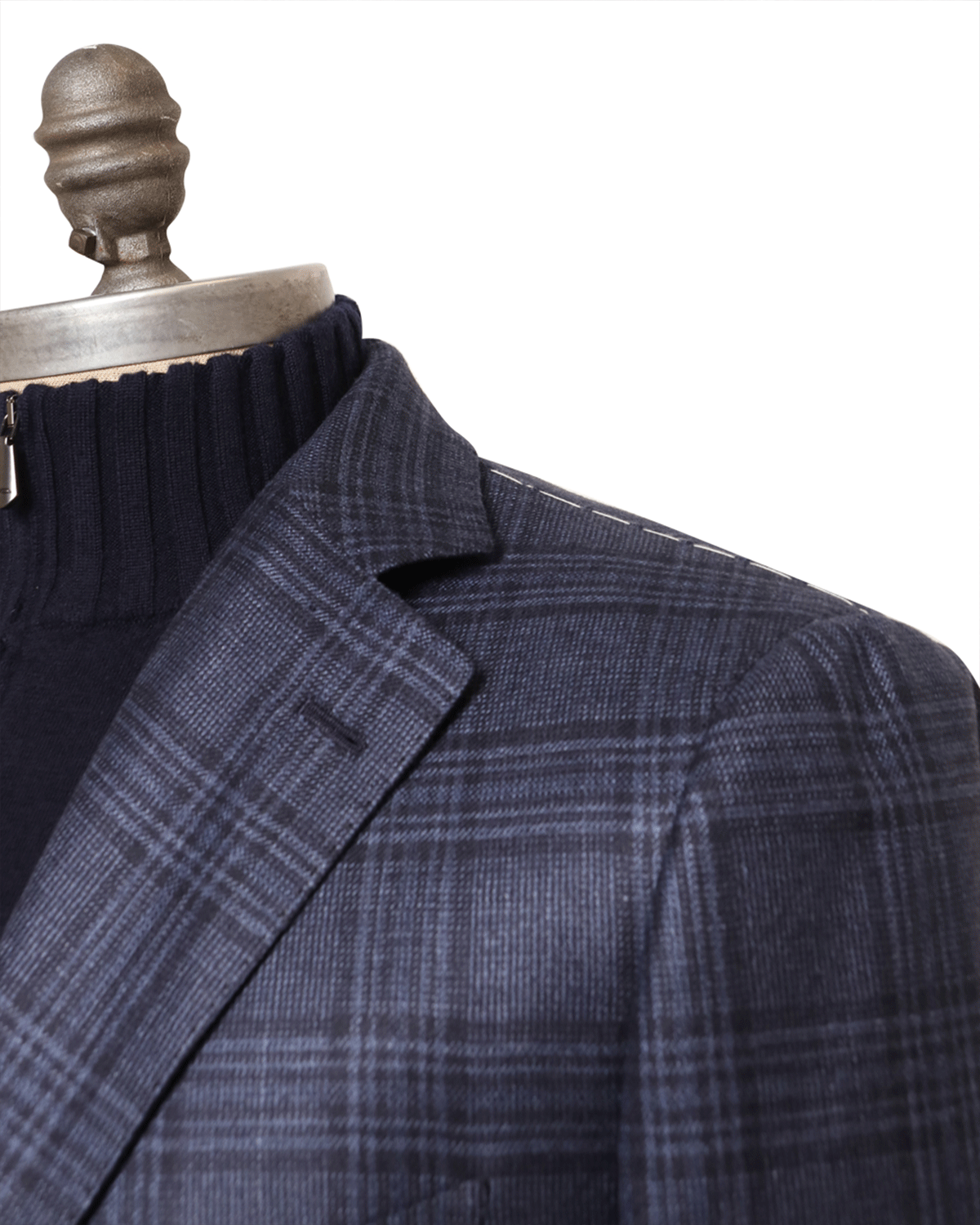 Blue and Navy Plaid Cashmere Blend Sportcoat