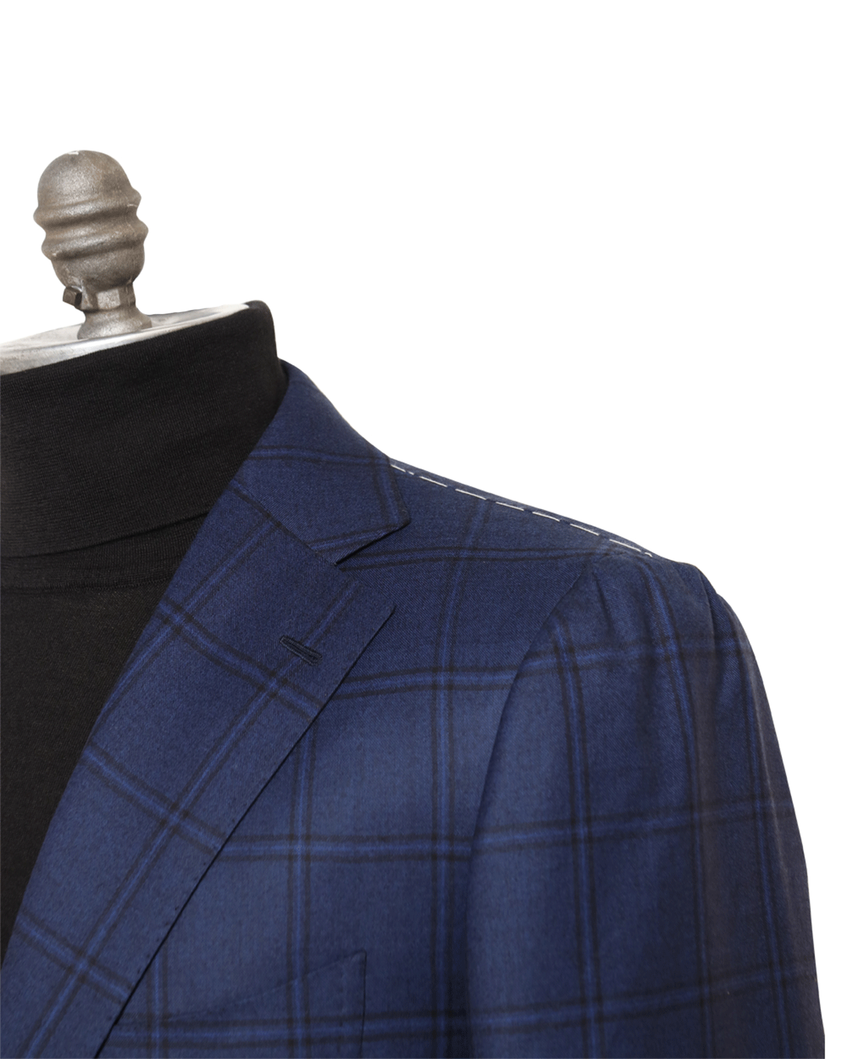 Attolini High Blue and Navy Windowpane Wool Suit