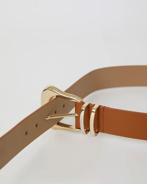 Koda Mod Leather Belt in Cuoio and Gold