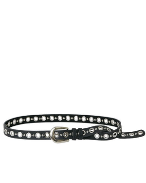 Londyn Leather Belt in Black and Silver