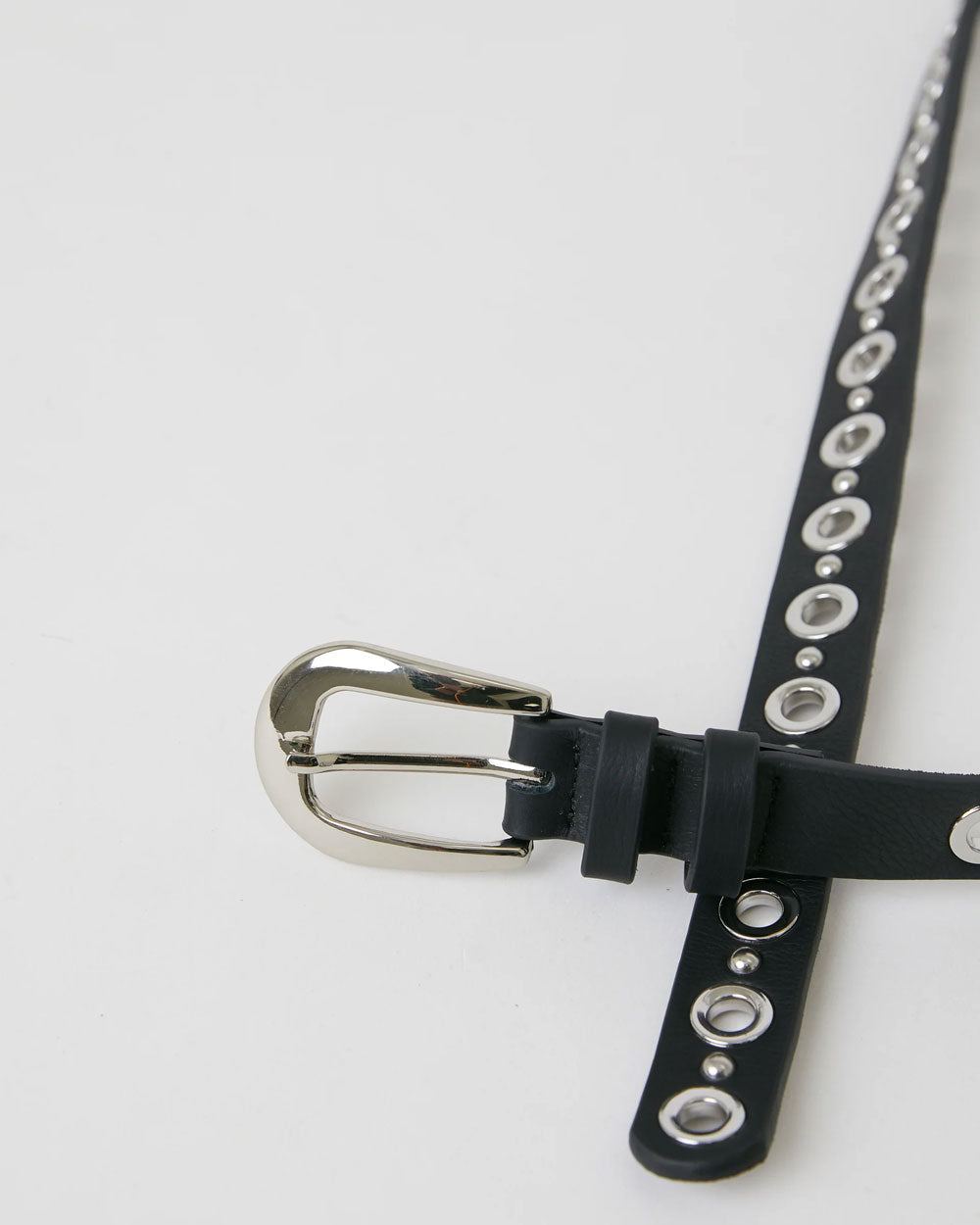 Londyn Leather Belt in Black and Silver