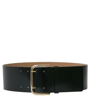 Maddox Mod Leather Belt in Black and Gold