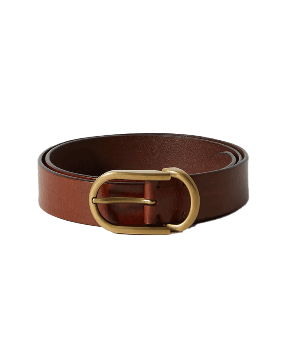 Brown Leather Belt with Gold Buckle