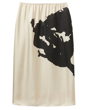 Cream Print Silk Skirt