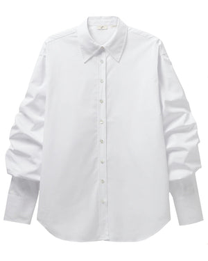 White Crinkled Sleeve Shirt