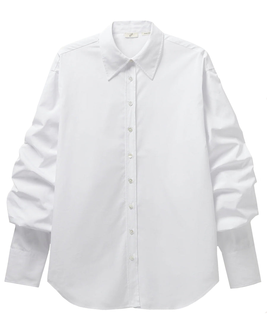 White Crinkled Sleeve Shirt