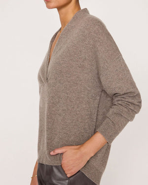 Otter Melange Siena Wrap Neck Pullover