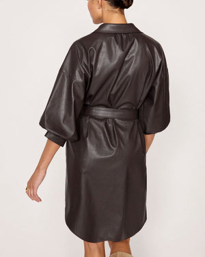 Timber Kate Belted Vegan Leather Shirt Dress