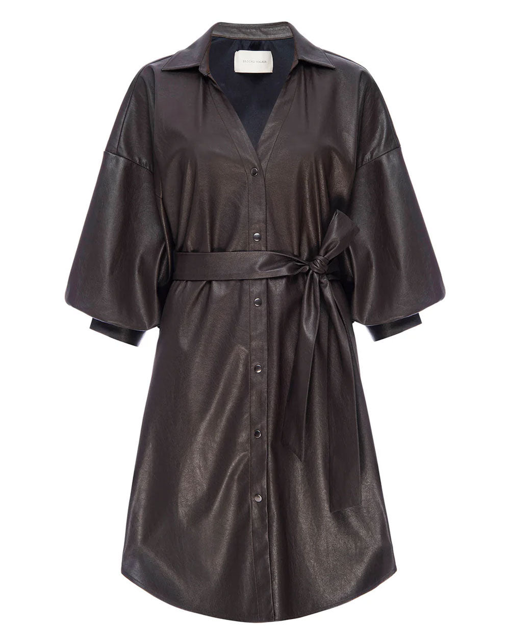 Timber Kate Belted Vegan Leather Shirt Dress