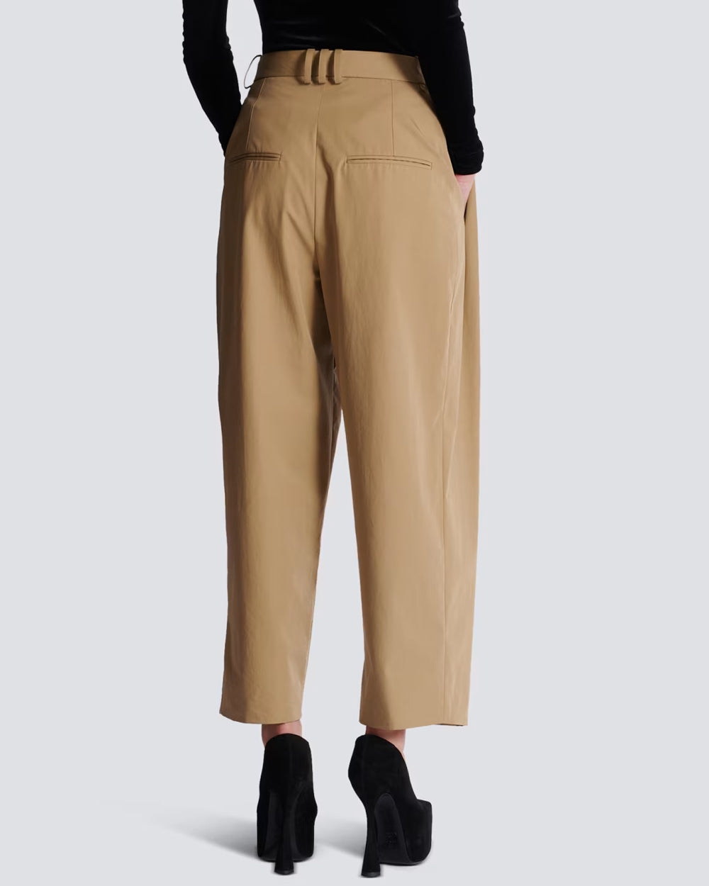 Beige High Waisted Pleated Pant