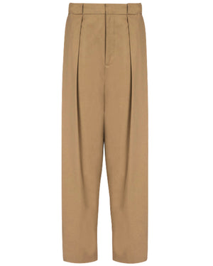 Beige High Waisted Pleated Pant