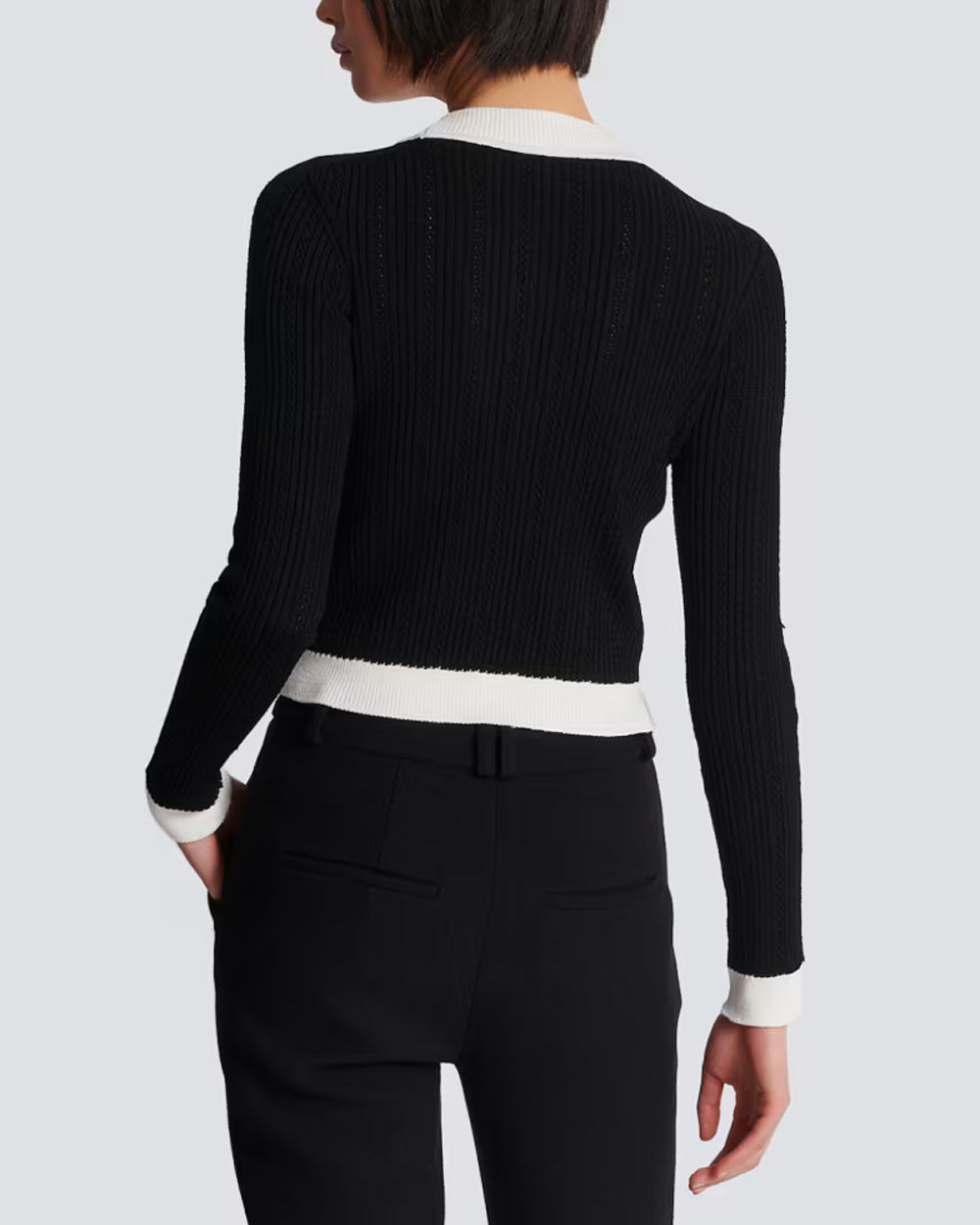 Noir and Blanc Knit Crop Cardigan