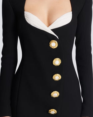 Noir and Blanc Tailored Button Mini Dress
