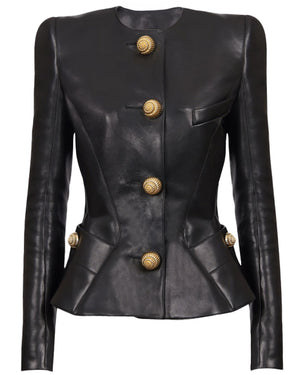 Noir Collarless Basque Jacket