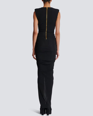 Noir Crepe Tailored Maxi Dress