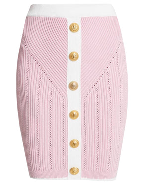 Rose and Blanc Knit Button Skirt