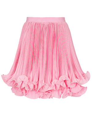 Rose Pleated Crepe Mini Skirt