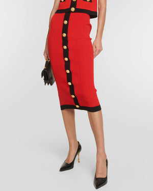 Rouge and Noir Knit Midi Skirt