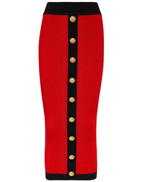 Rouge and Noir Knit Midi Skirt