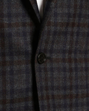 Grey and Navy Wool Checked Deconstructed Sportcoat