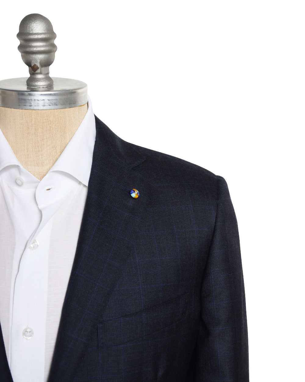 Navy and Blue Cashmere Blend Windowpane Suit
