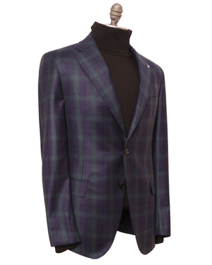 Navy and Green Plaid Soft Wool Sportcoat