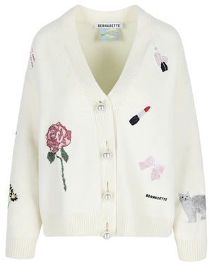 Ivory Patchwork Embellished Celeste Cardigan