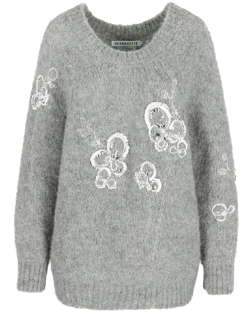 Light Grey Melange Orchidea Embellished Pullover