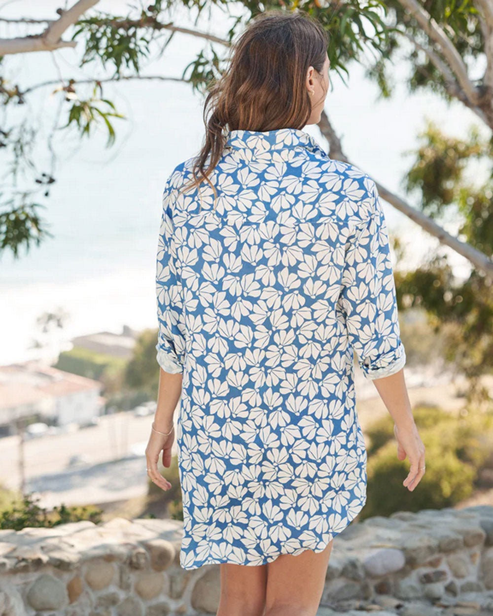 Blue Floral Mary Button Up Dress