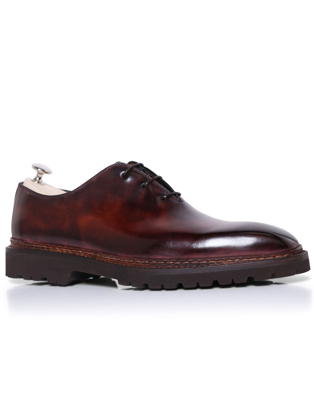 Matton Scuro Leather Lace Up Shoe with Lug Sole in Dark Chocolate