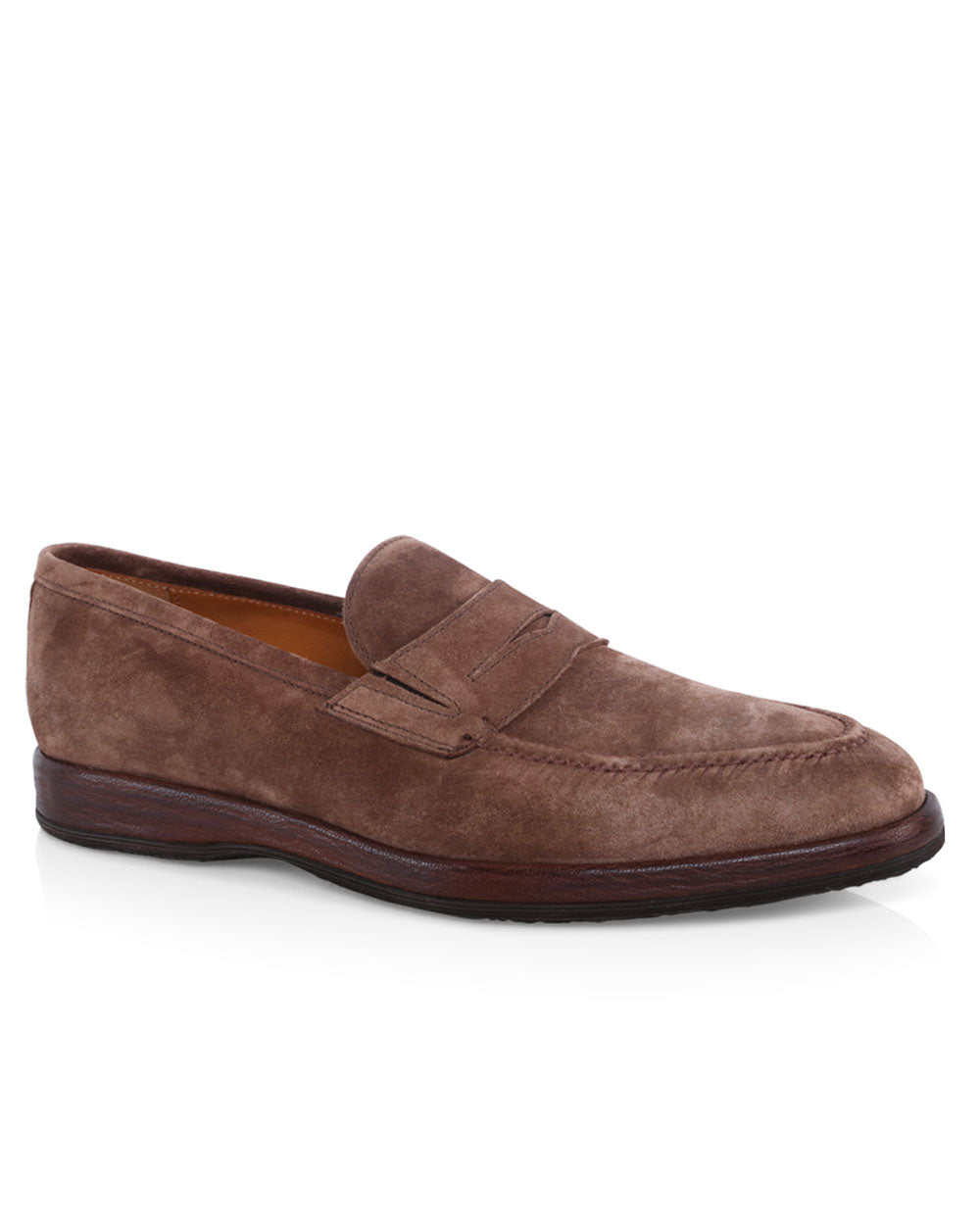Suede Principe Penny Loafer in Light Orzo