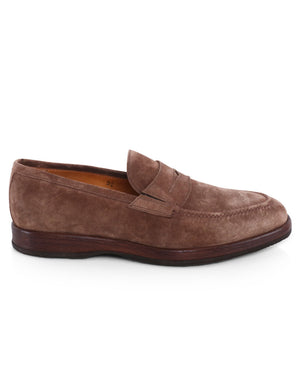 Suede Principe Penny Loafer in Light Orzo