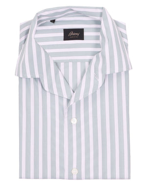 Aqua Striped Short Sleeve Sportshirt