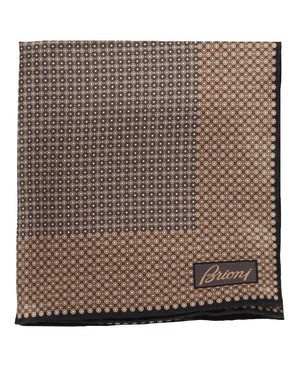 Beige and Black Micro Motif Pocket Square