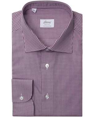 Fray White and Light Purple Cotton Boston Plaid Sportshirt L