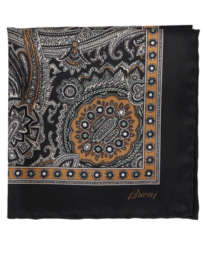 Black and Brown Paisley Pocket Square