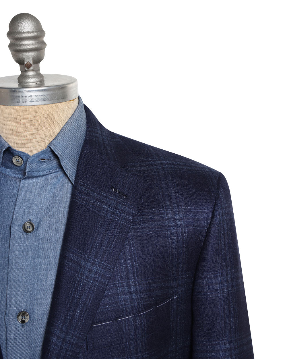 Blue Silk Blend Windowpane Sportcoat