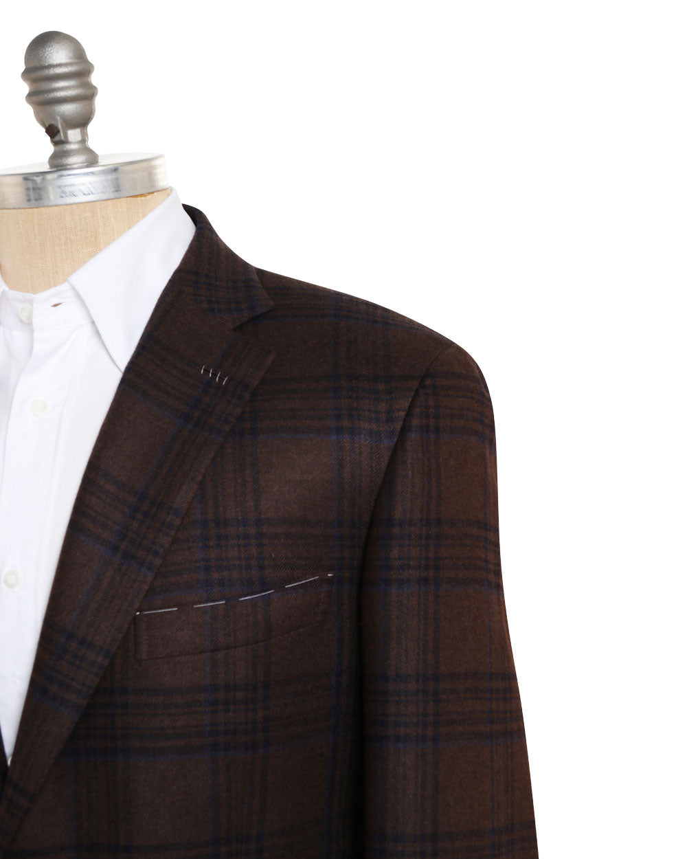 Brown and Navy Silk Blend Plaid Ravello Sportcoat